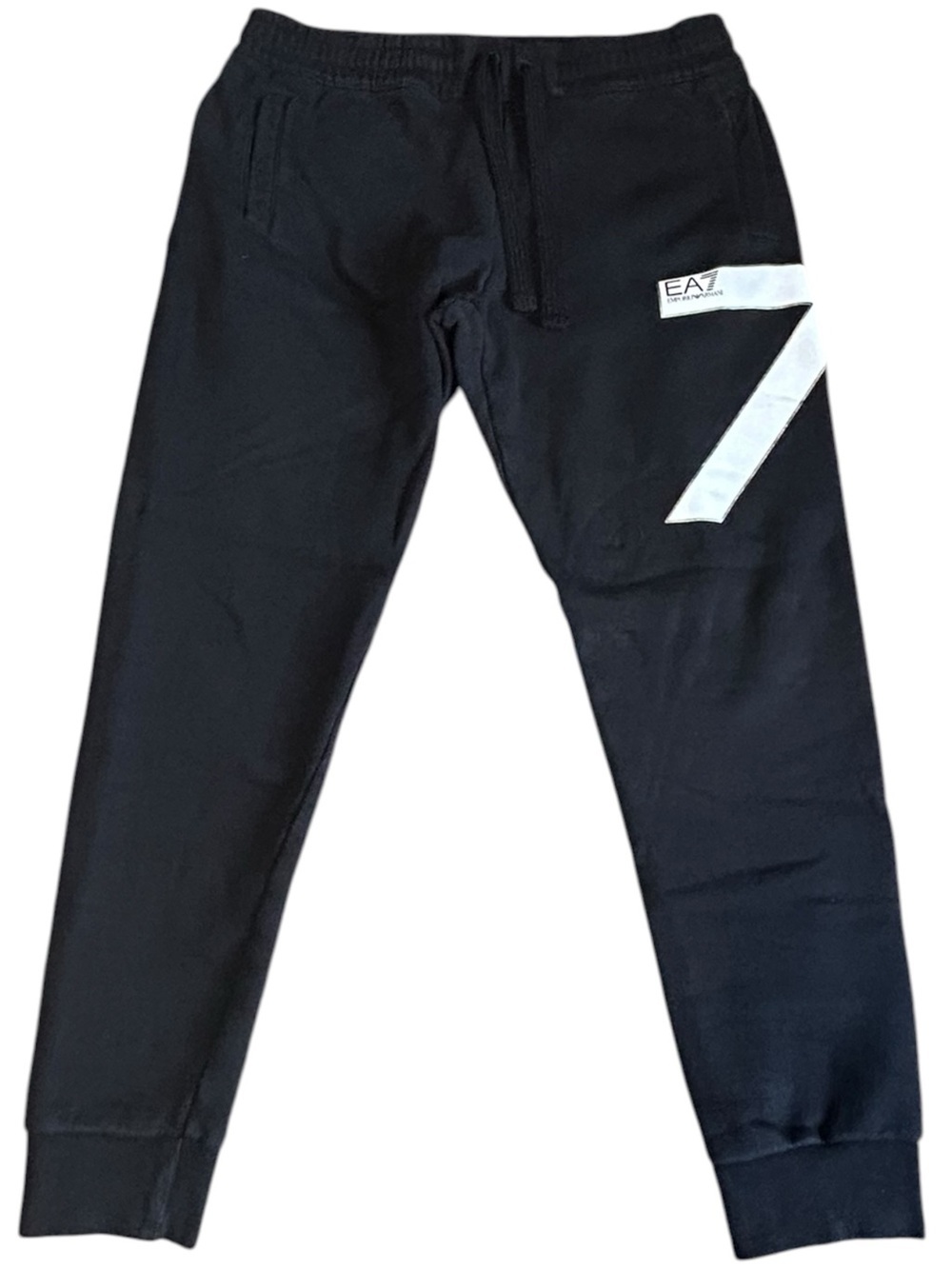 Emporio Armani EA7 Black Logo Jogger Sweatpants Men’s Medium Cotton Blend
